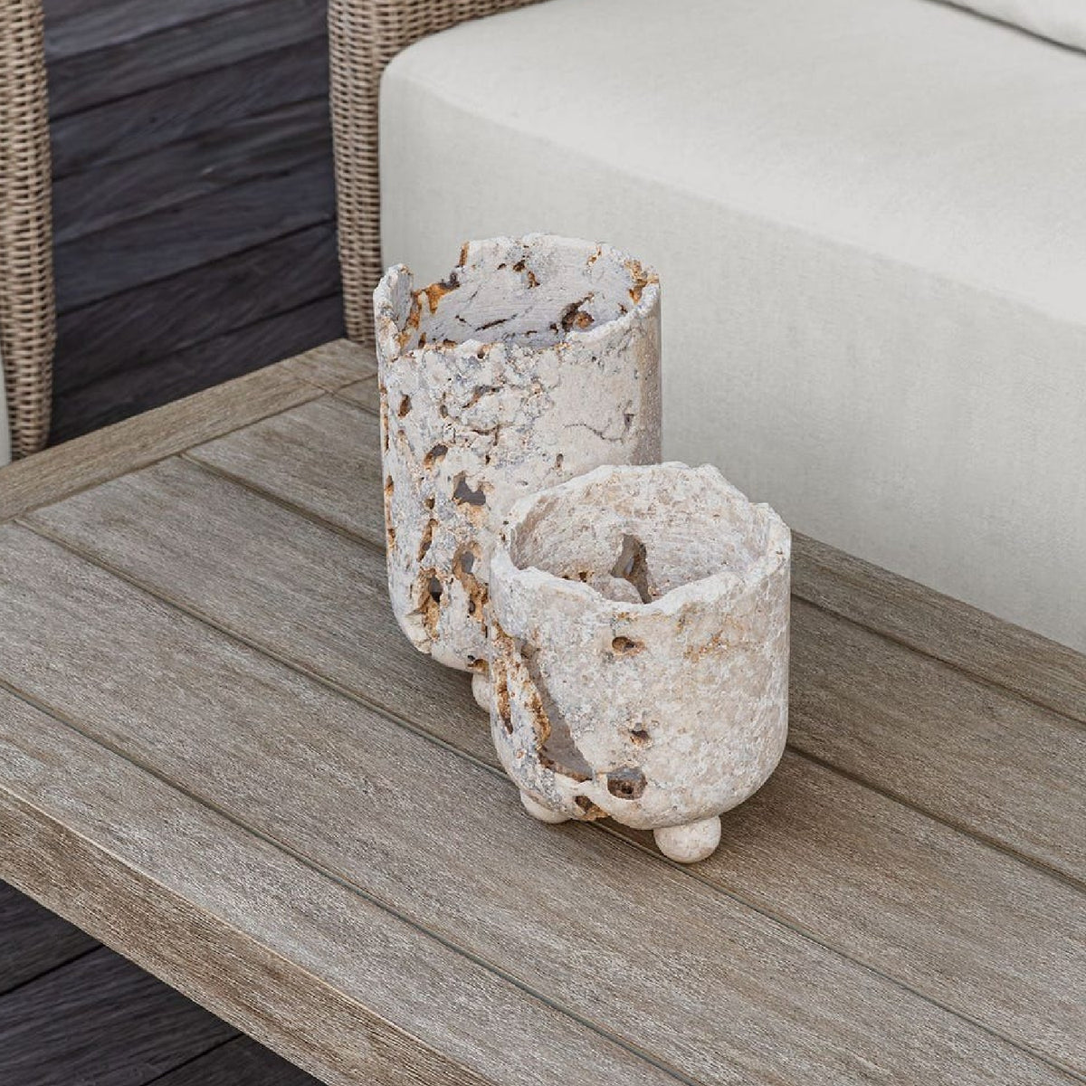 Carved Stone Indoor/Outdoor Candle Holders (2) | Uttermost Quarried - www.oroa.com