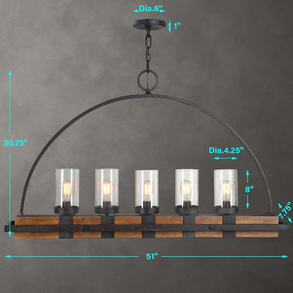 Seeded Glass 5-Light Island Lamp | Uttermost Atwood - www.oroa.com