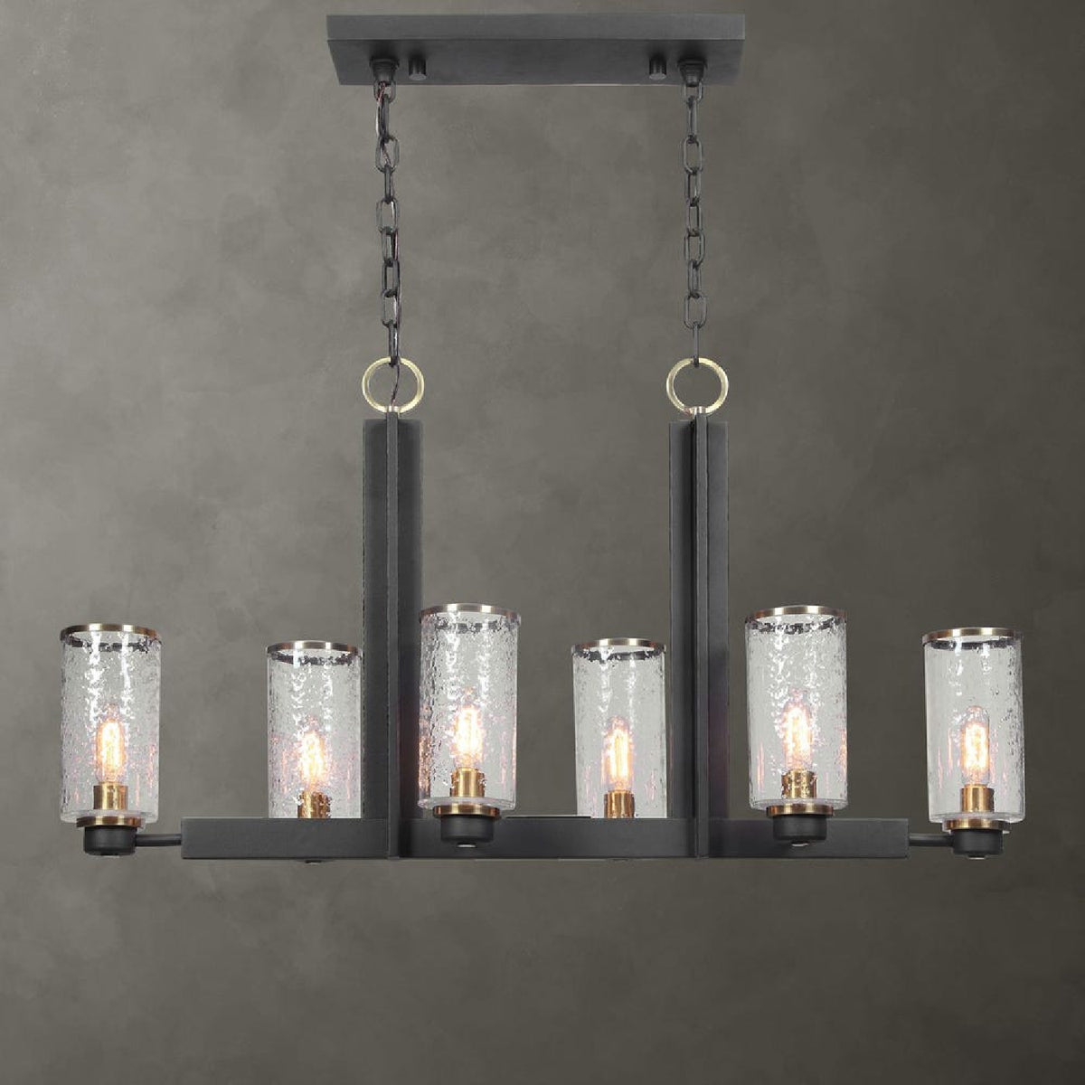 Modern European furniture - Black Framed 6-Light Island Lamp - www.oroa.com