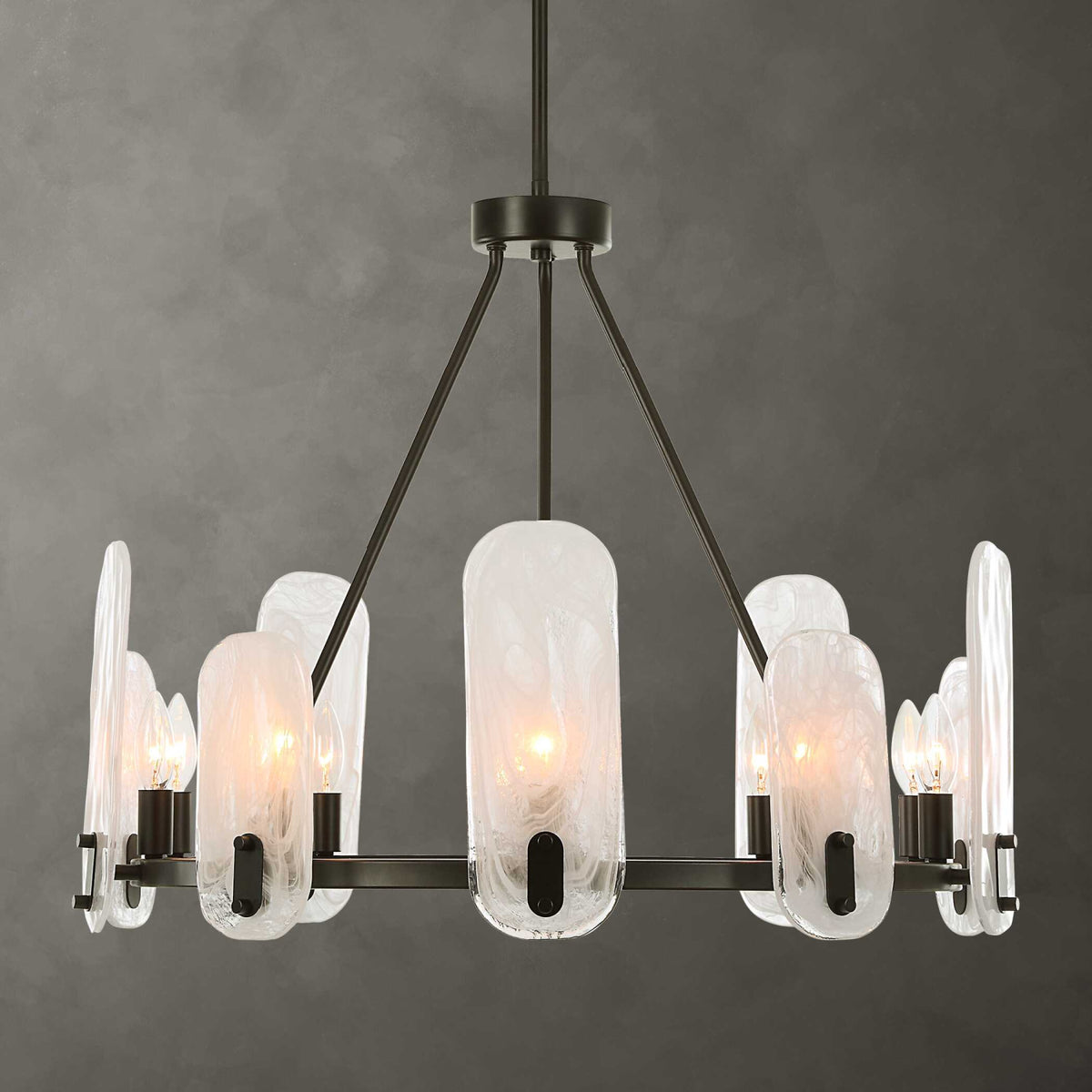 Modern European furniture - Oval Glass 10-Light Chandelier - www.oroa.com