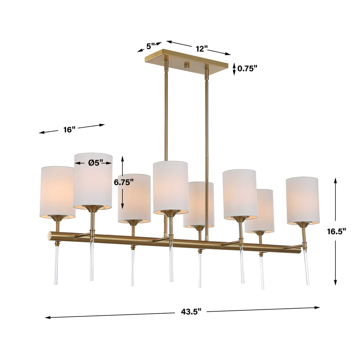 Modern European furniture - White Silken 8-Light Linear Chandelier - www.oroa.com