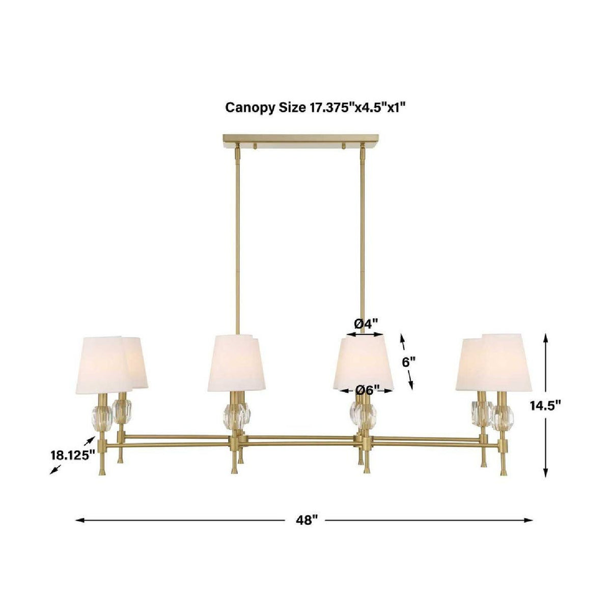 White Shades 8-Light Linear Chandelier | Uttermost Arques - www.oroa.com