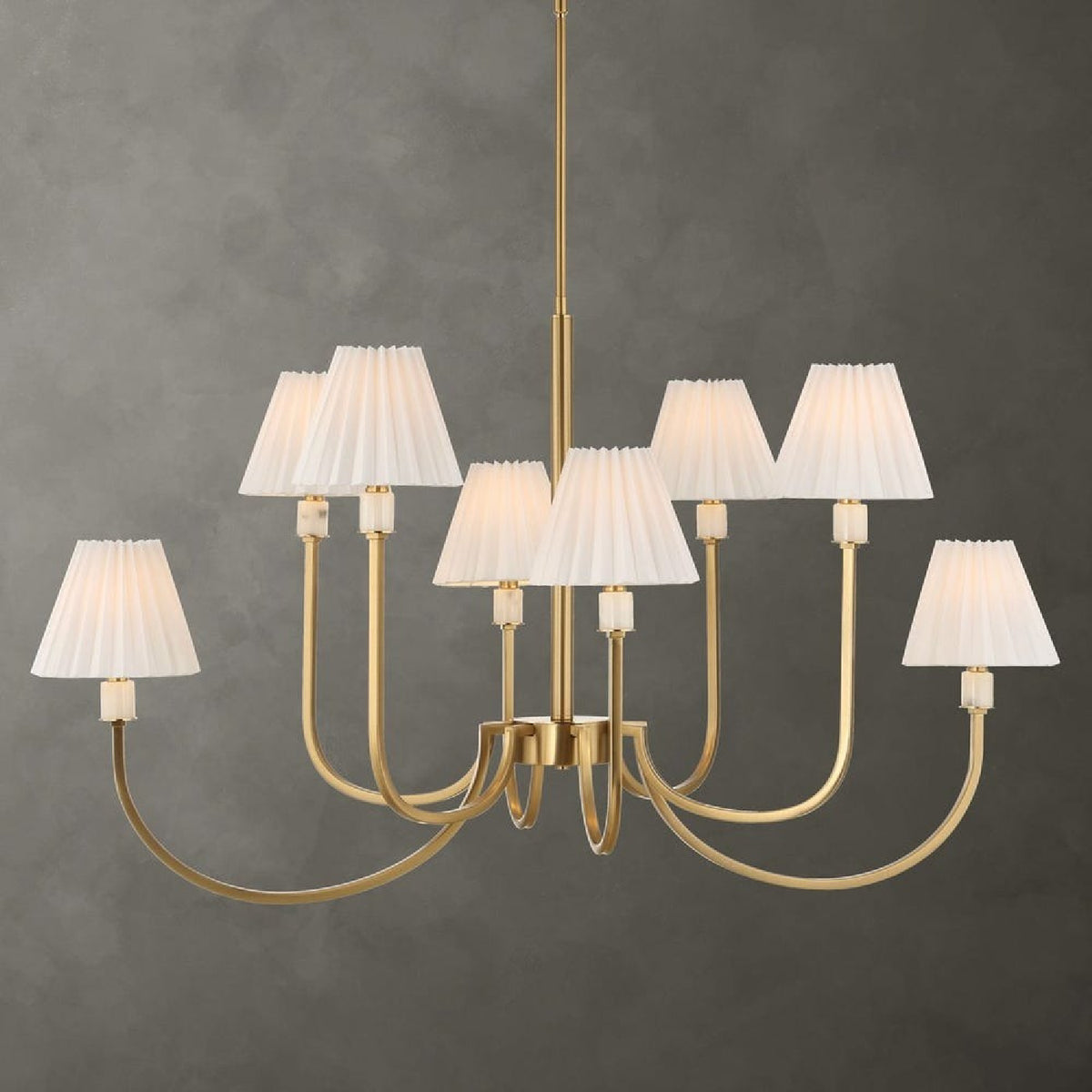 Pleated White Fabric 8-Light Chandelier | Uttermost Poppins