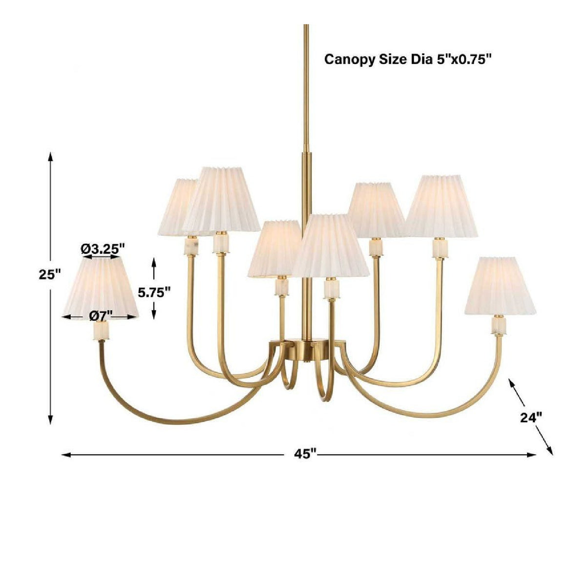 Pleated White Fabric 8-Light Chandelier | Uttermost Poppins - www.oroa.com