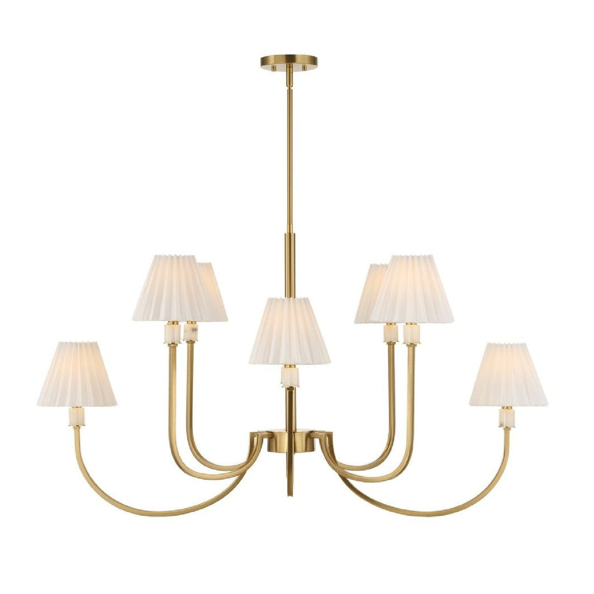 Pleated White Fabric 8-Light Chandelier | Uttermost Poppins - www.oroa.com