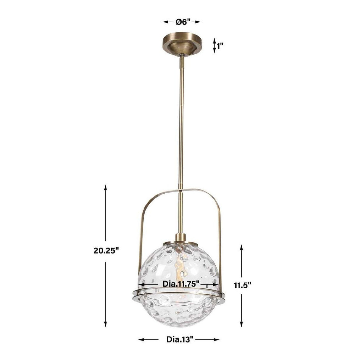 Spherical Watered Glass Pendant Lamp | Uttermost Mimas - www.oroa.com
