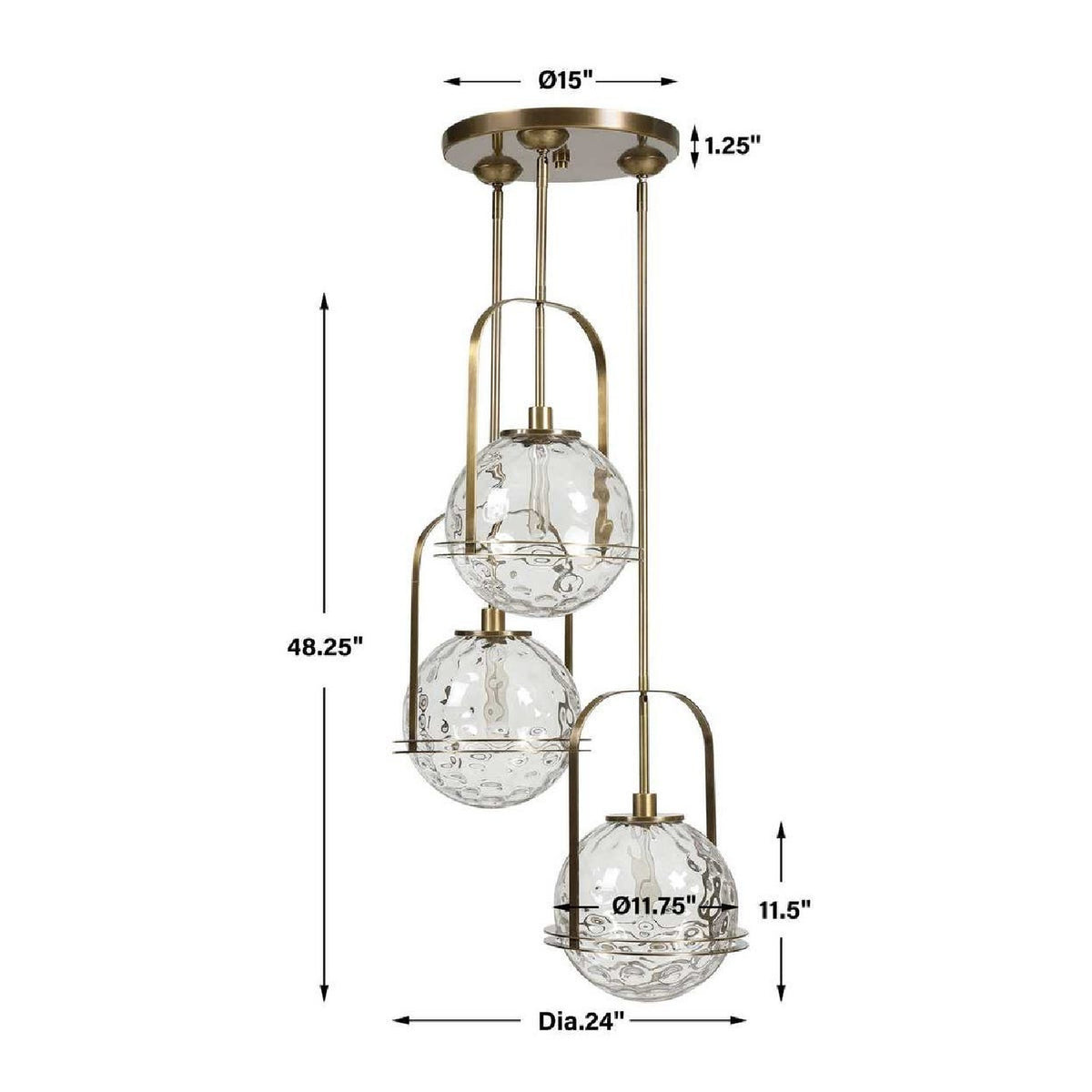 Spherical Watered Glass Pendant Lamp | Uttermost Mimas