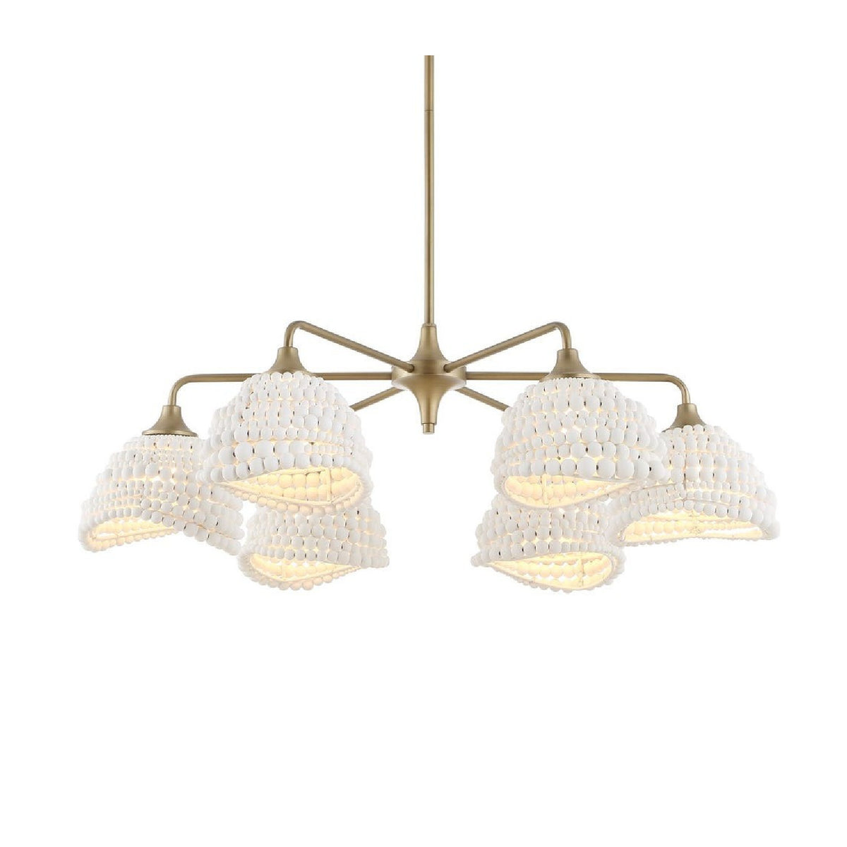 White Wood Beads 6-Light Chandelier | Uttermost Biddeford - www.oroa.com