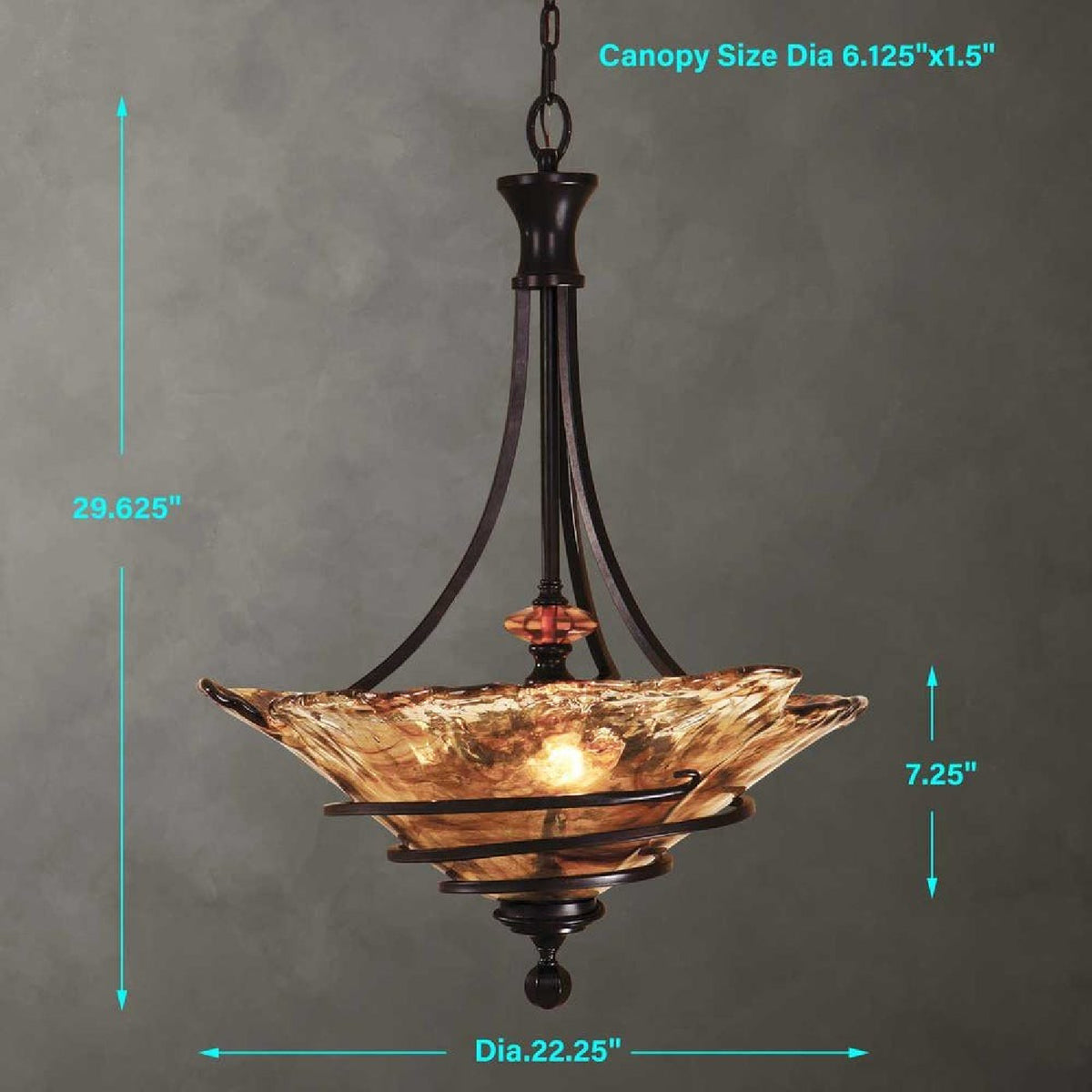 Bronze Framed Handmade Glass Pendant Lamp | Uttermost Vitalia - www.oroa.com