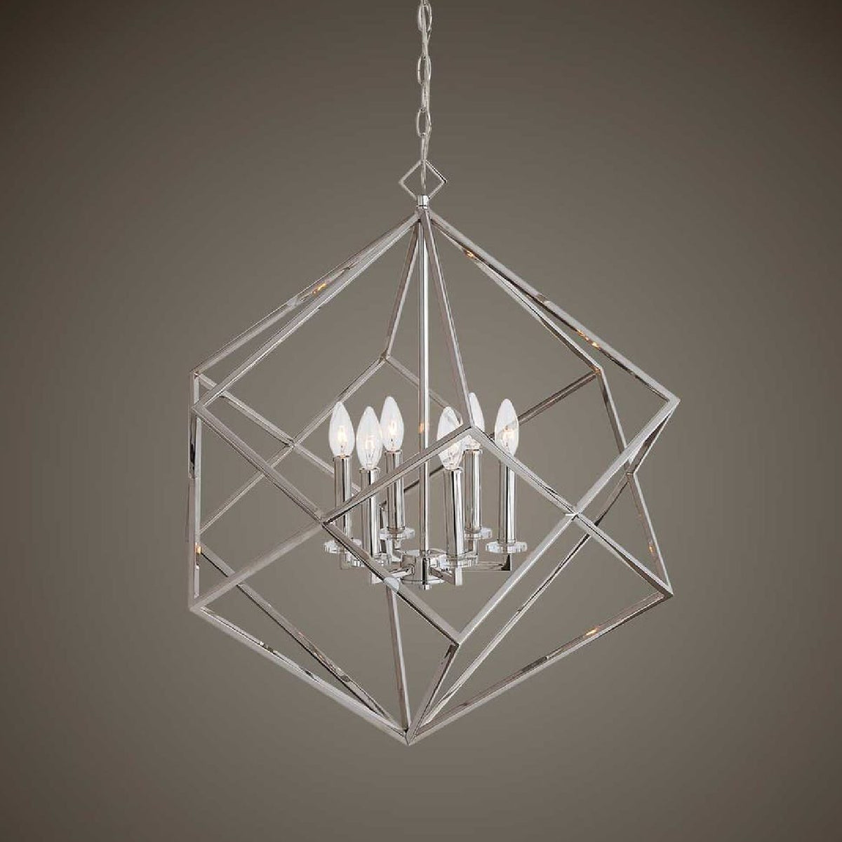 Polished Nickel 6-Light Pendant Lamp | Uttermost Euclid - www.oroa.com