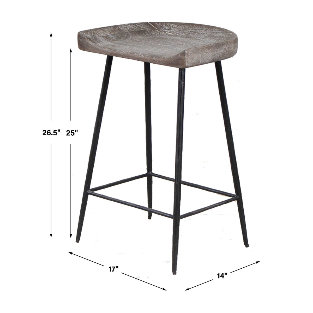 Curved Mango Wood Counter Stool by Uttermost Cordova, alternate view 3