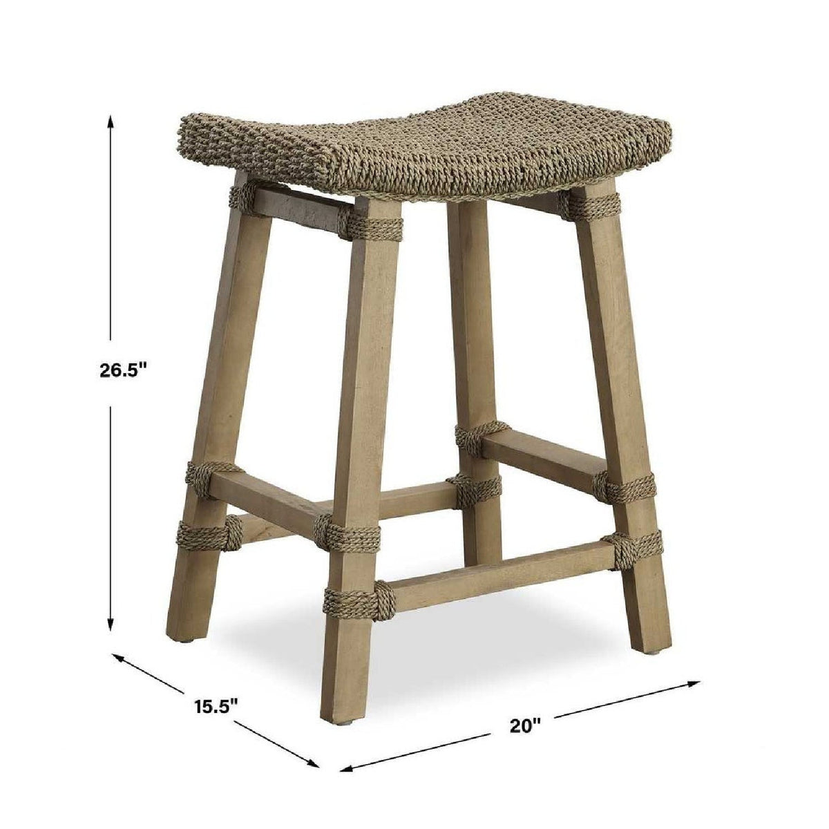 Mango Wood Counter Stool by Uttermost Everglade, alternate view 6