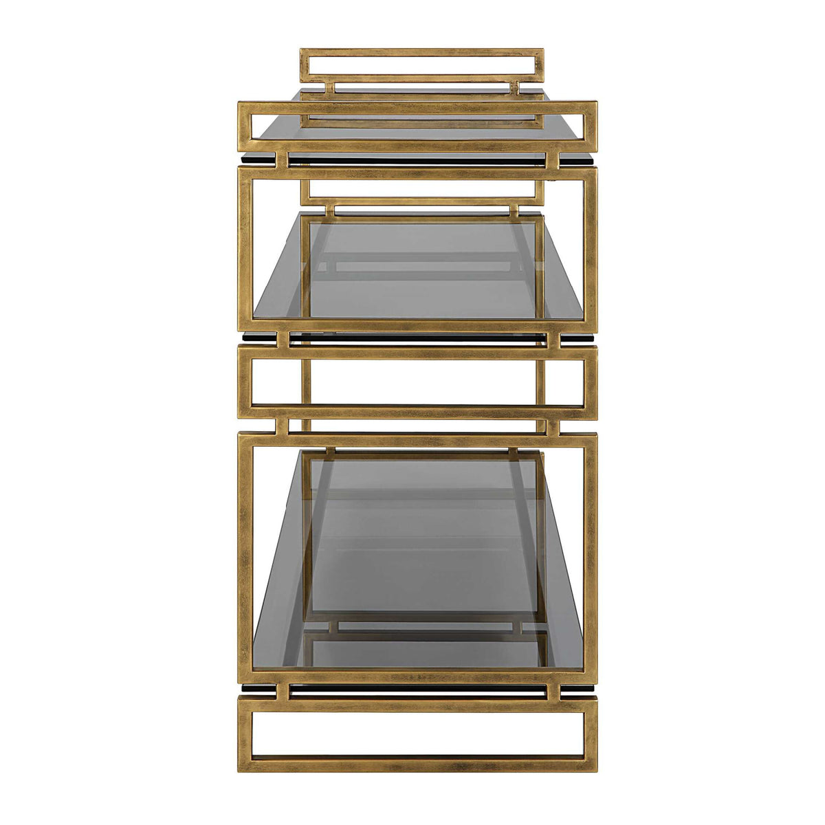Modern European furniture - Gray Glass 3-Tier Console Table - www.oroa.com