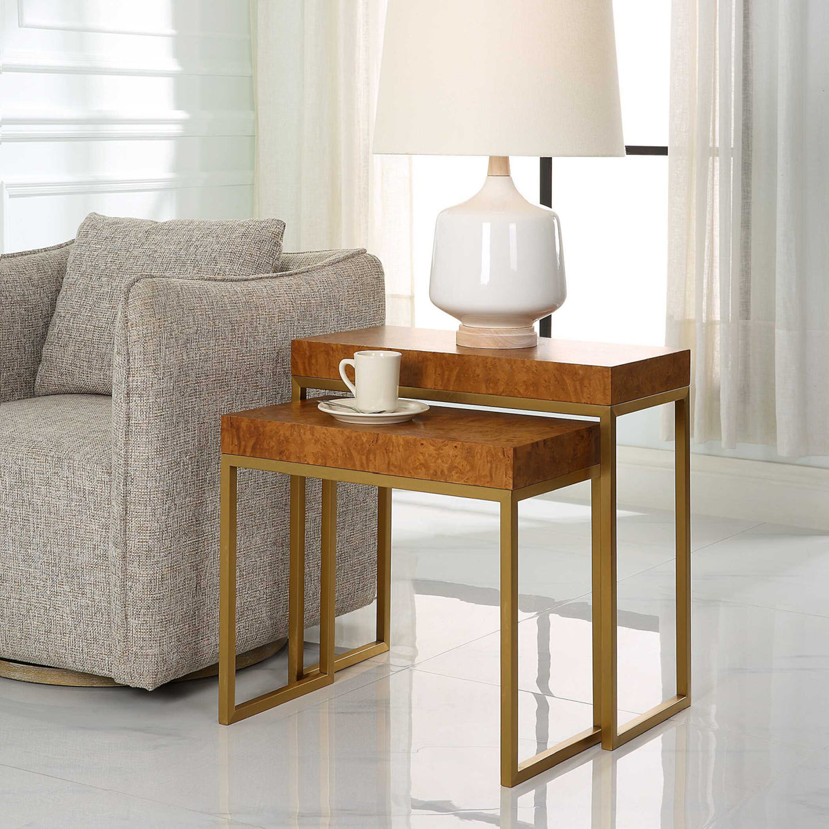 Modern European furniture - Mappa Burl Nesting Tables (2) - www.oroa.com