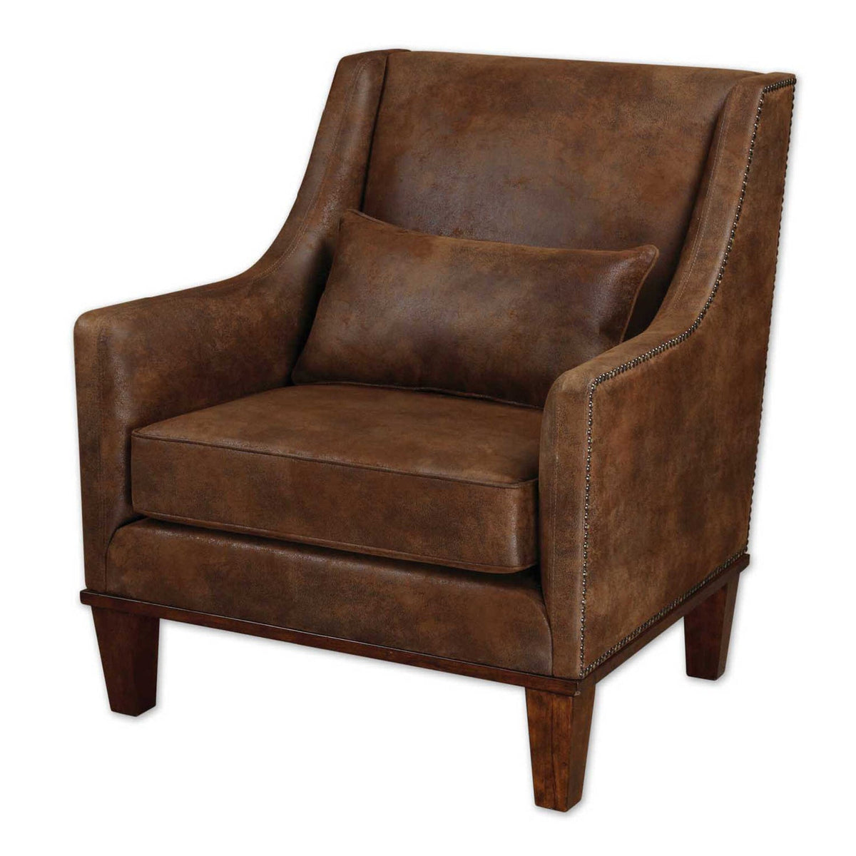 Brown Leather Armchair by Uttermost Clay, alternate view 3