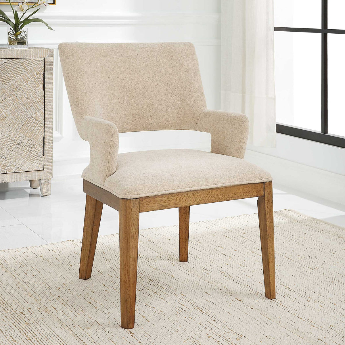 Cream Open-Back Dining Chair by Uttermost Aspect, alternate view 9