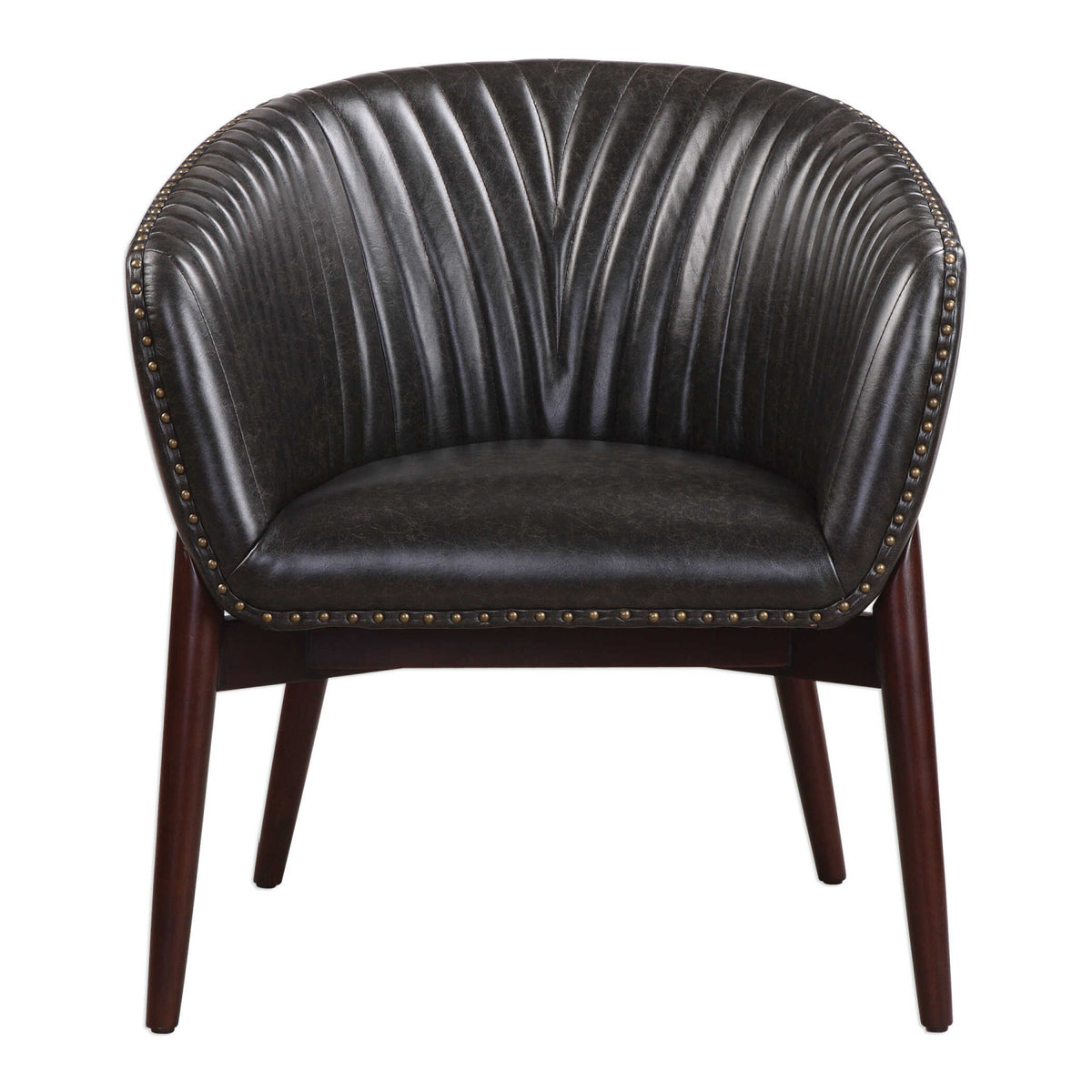 Modern European furniture - Black Leather-Look Accent Chair - www.oroa.com