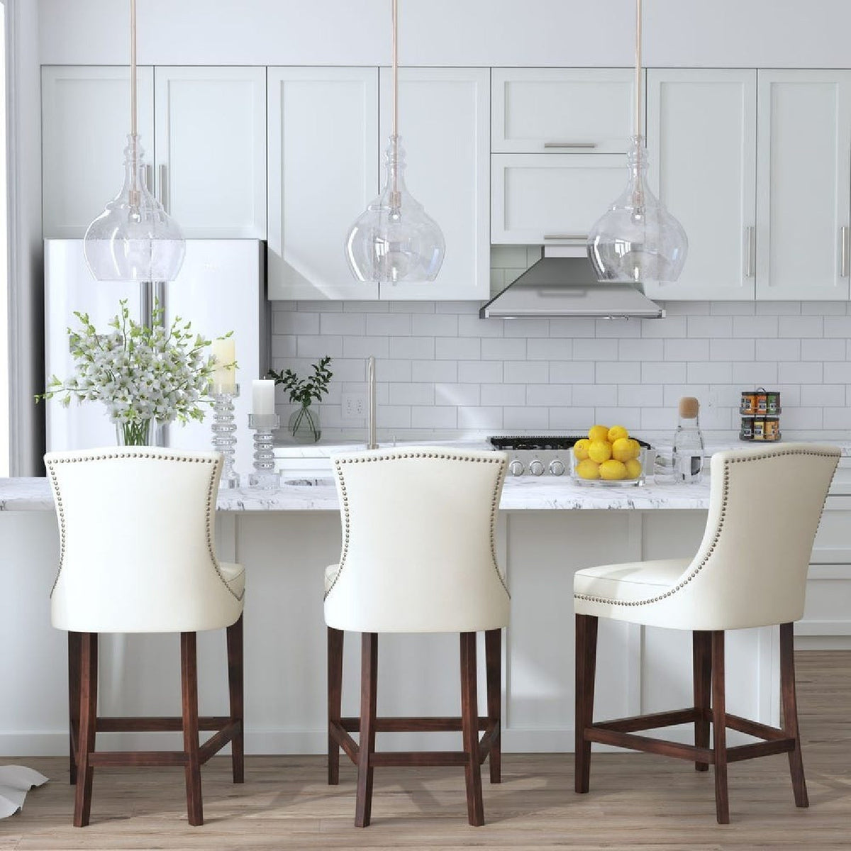 White Leather Inspired Counter Stool by Uttermost Dariela, alternate view 9