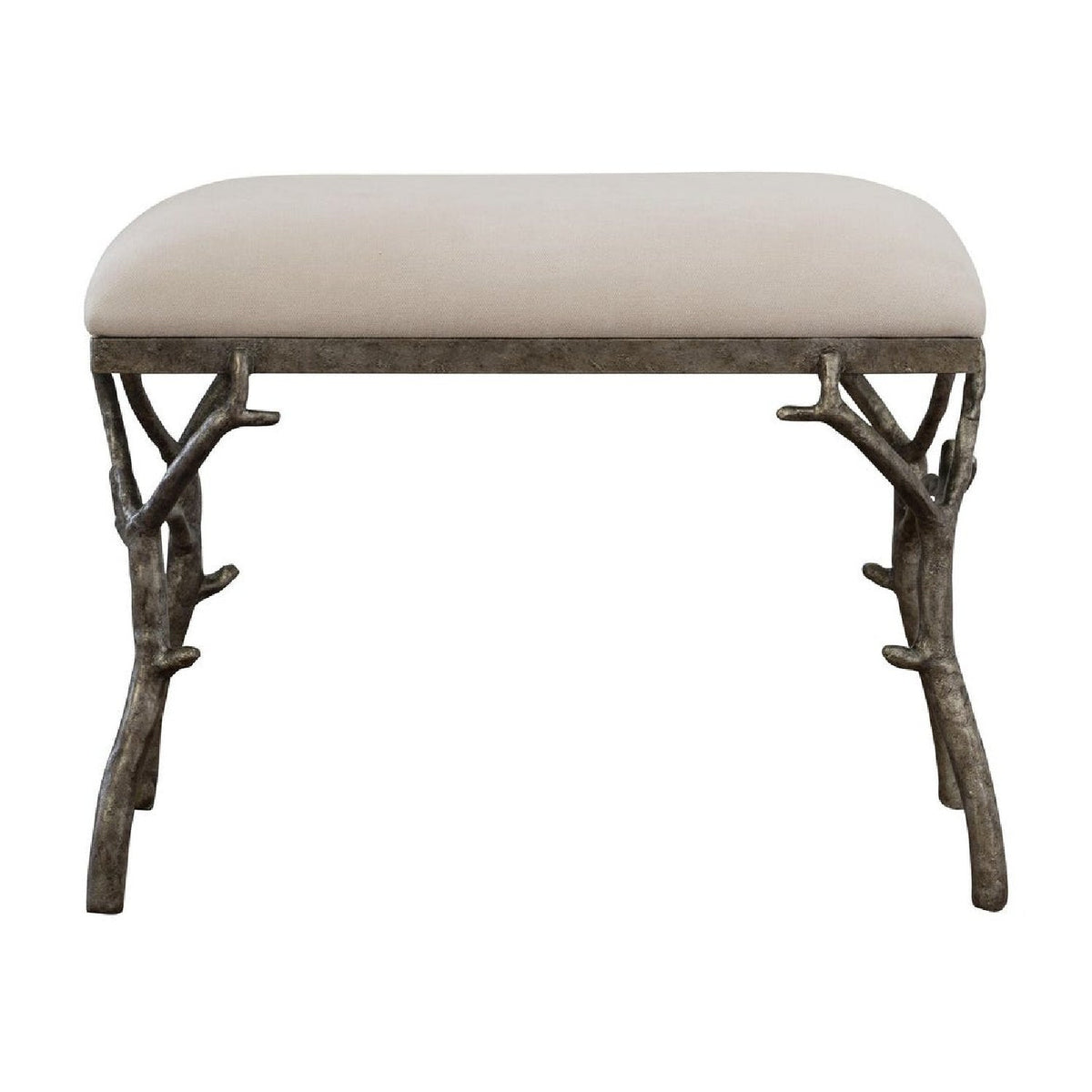 Silver Framed White Bench S by Uttermost Lismore