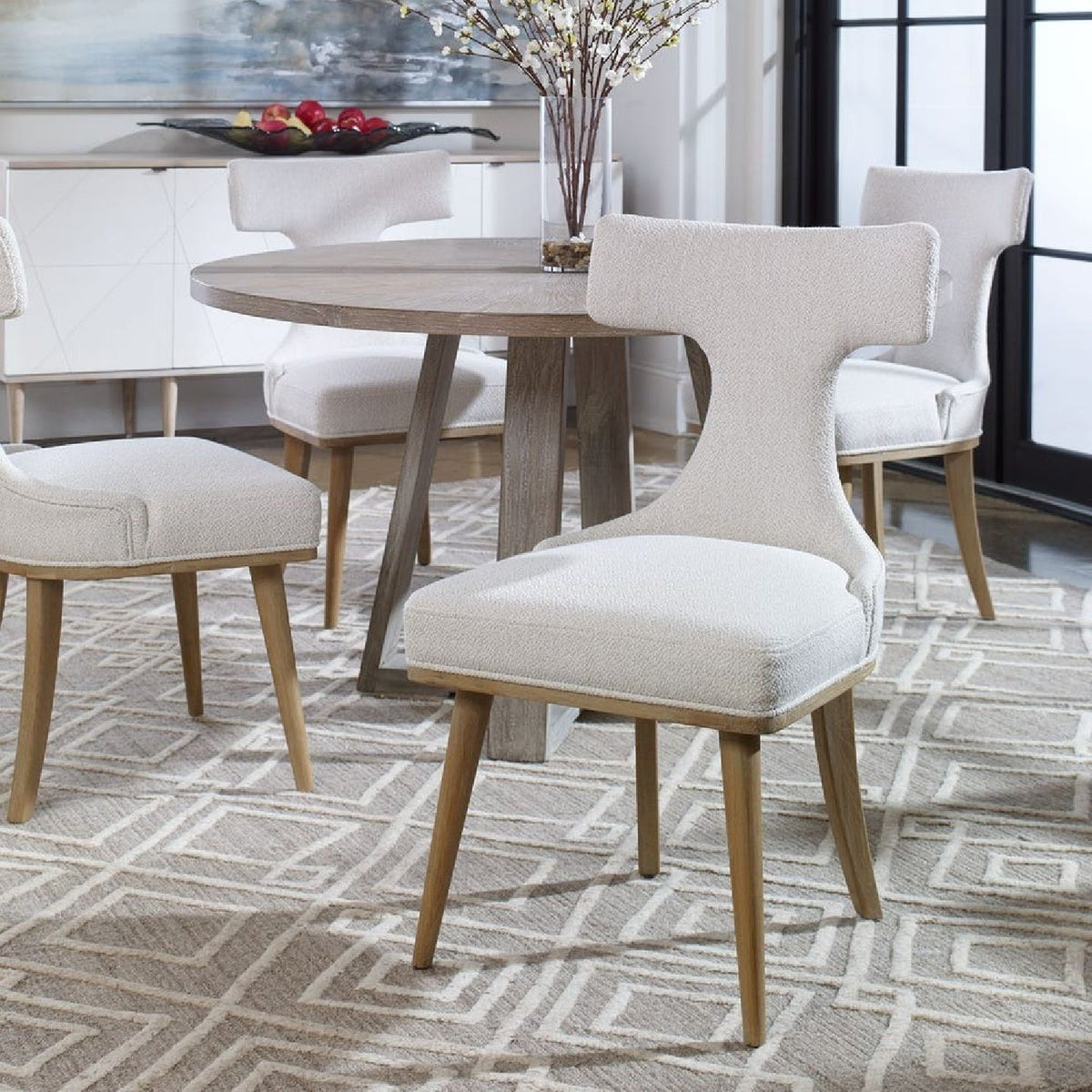 White Fabric Mid-Century Accent Chairs (2) by Uttermost Klismos, alternate view 2