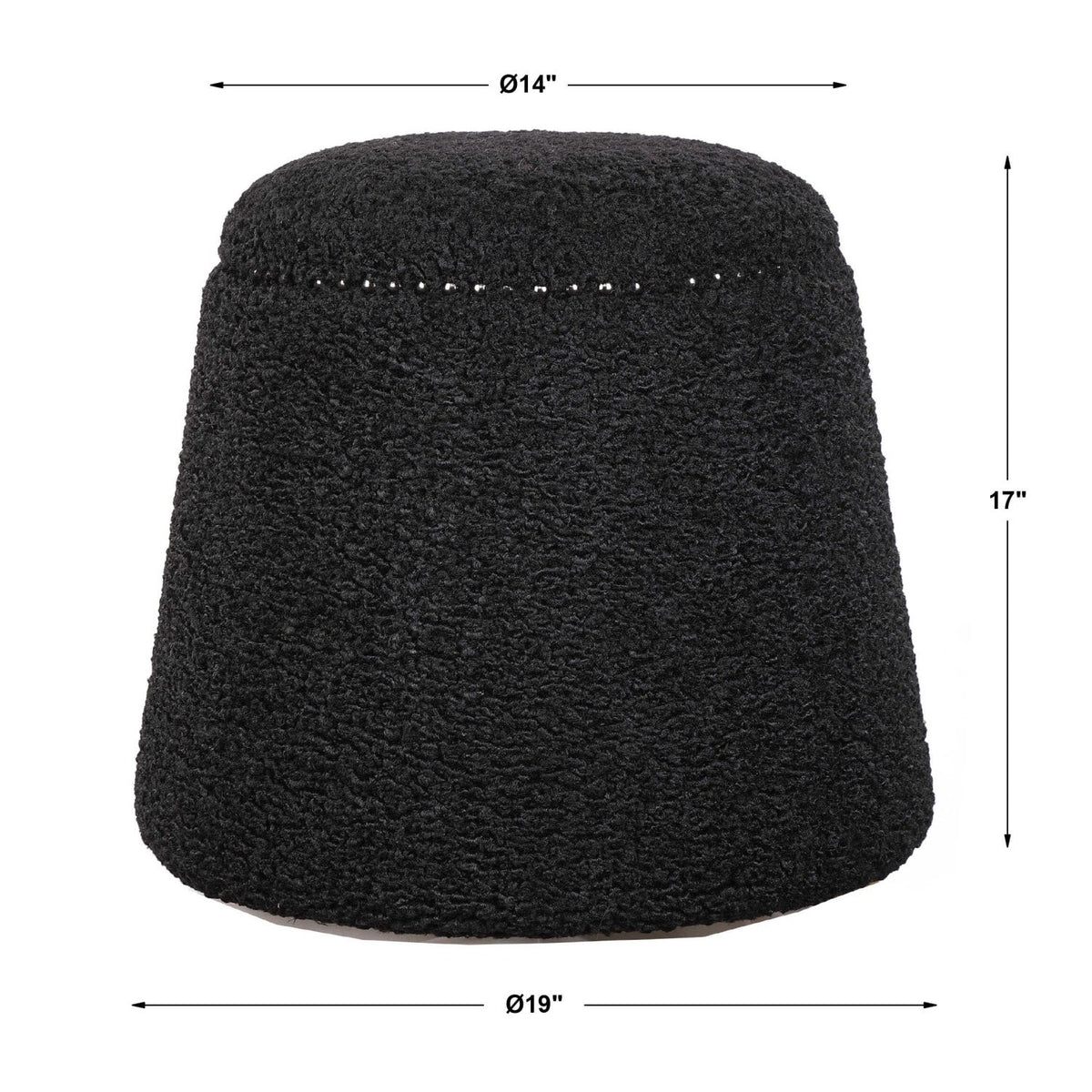 Black Shearling Ottoman by Uttermost Gumdrop, alternate view 5