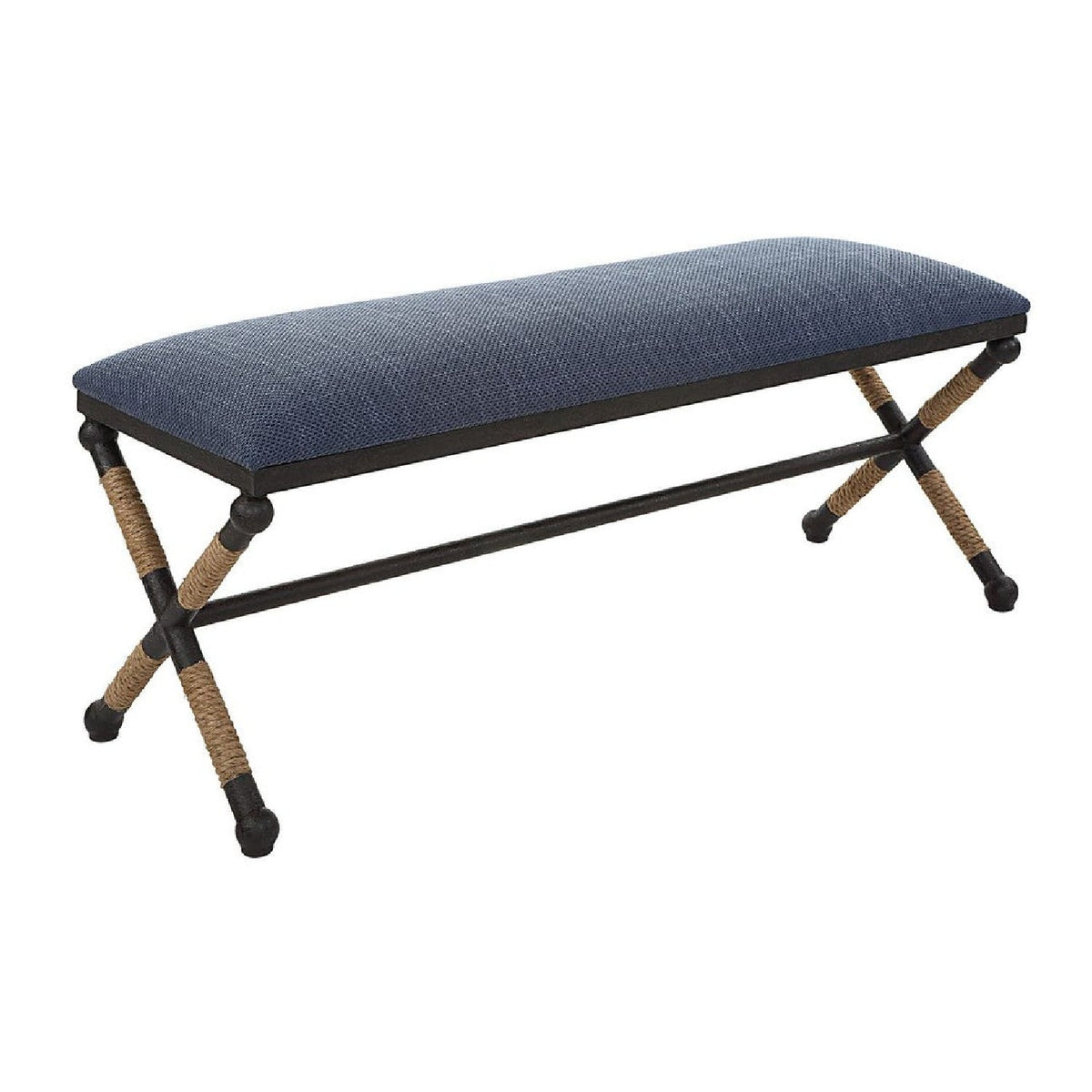 Blue Cotton Blend Bench by Uttermost Firth, alternate view 3