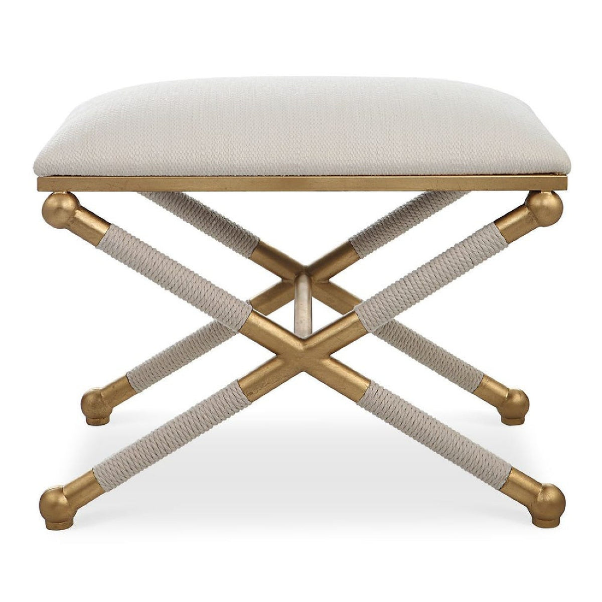 Gold Framed White Bench S by Uttermost Socialite