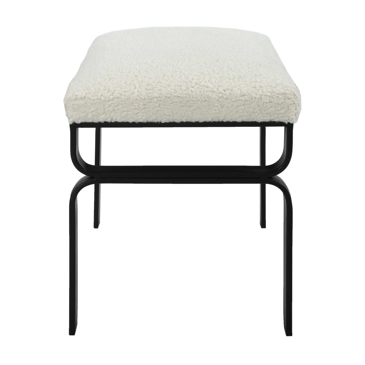 Iron Base White Shearling Bench S by Uttermost Diverge, alternate view 4