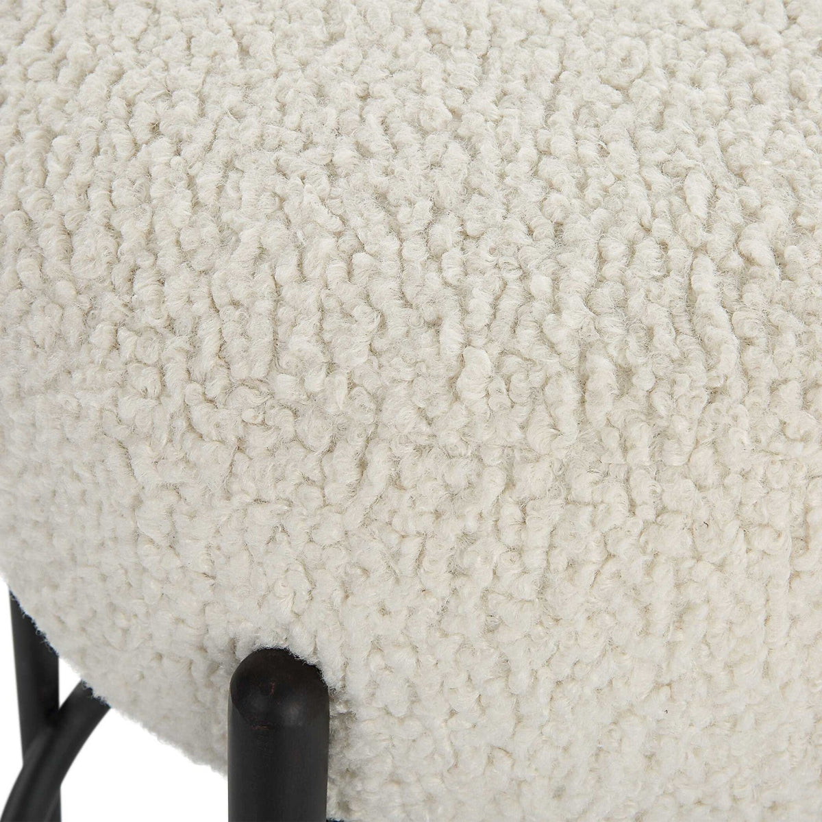 White Shearling Counter Stool by Uttermost Arles, alternate view 4