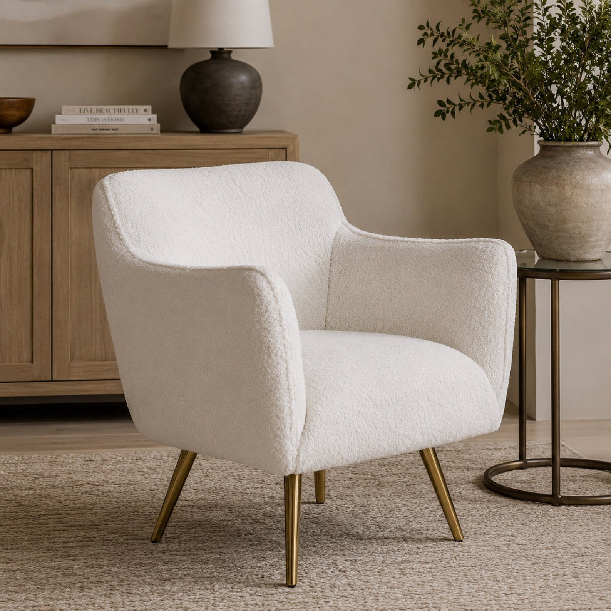 White Sheepskin Swivel Chair by Uttermost Oasis, alternate view 2