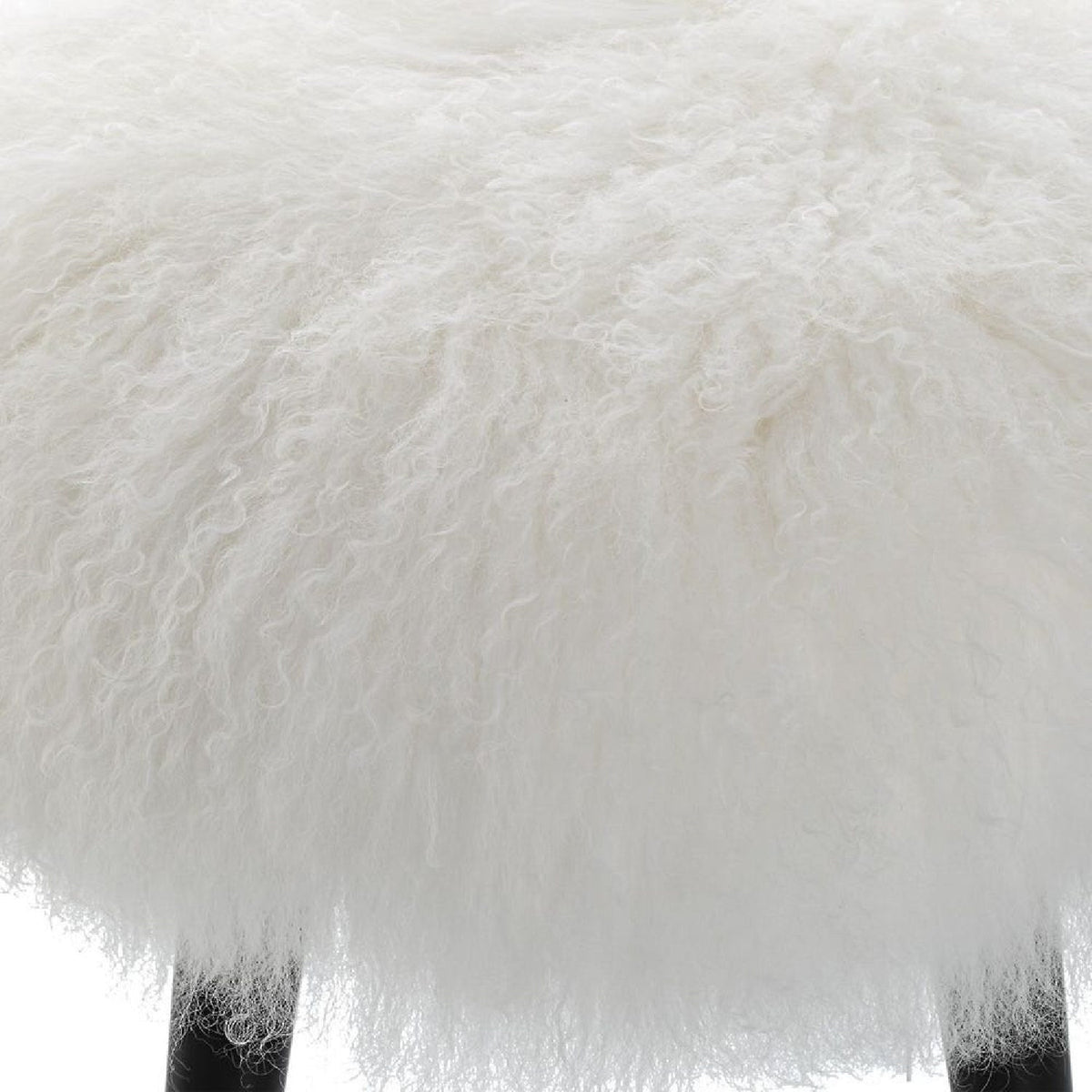 White Sheepskin Accent Stool by Uttermost Wooly, alternate view 4