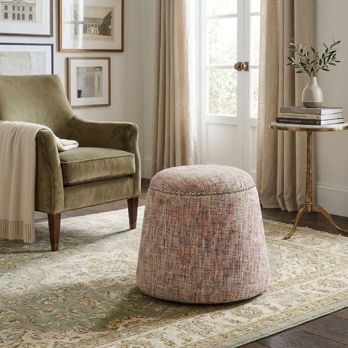 Confetti Chenille Ottoman by Uttermost Gumdrop, alternate view 5