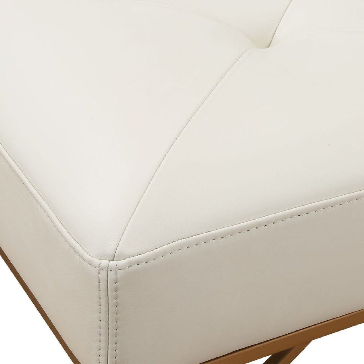 Tufted White Leather Bench by Uttermost Swale, alternate view 6