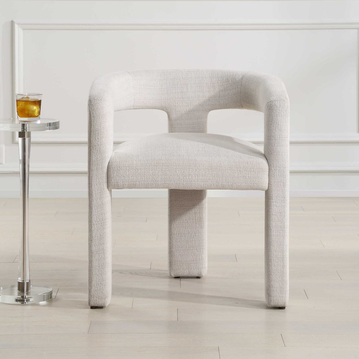 White Three-Legged Dining Chair by Uttermost Perspective, alternate view 8