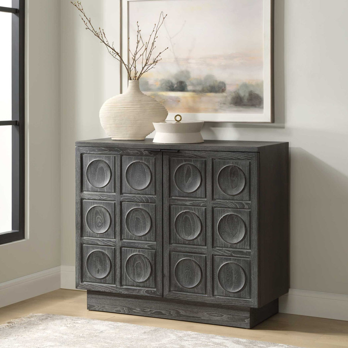 Circle Carved Elm 2-Door Cabinet by Uttermost Shelby, alternate view 10