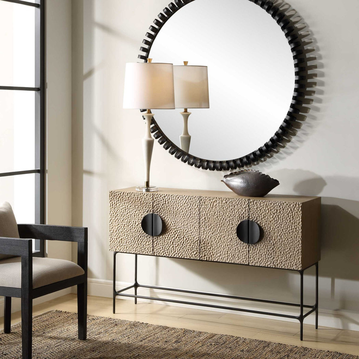 Elm Veneer 4-Door Cabinet by Uttermost Lunar, alternate view 9