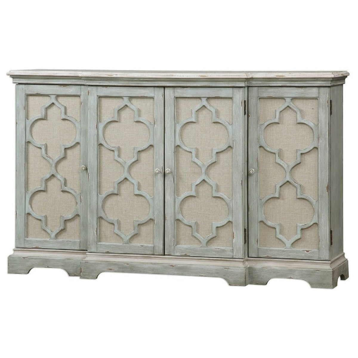 Gray Open-Carved 4-Door Cabinet by Uttermost Sophie