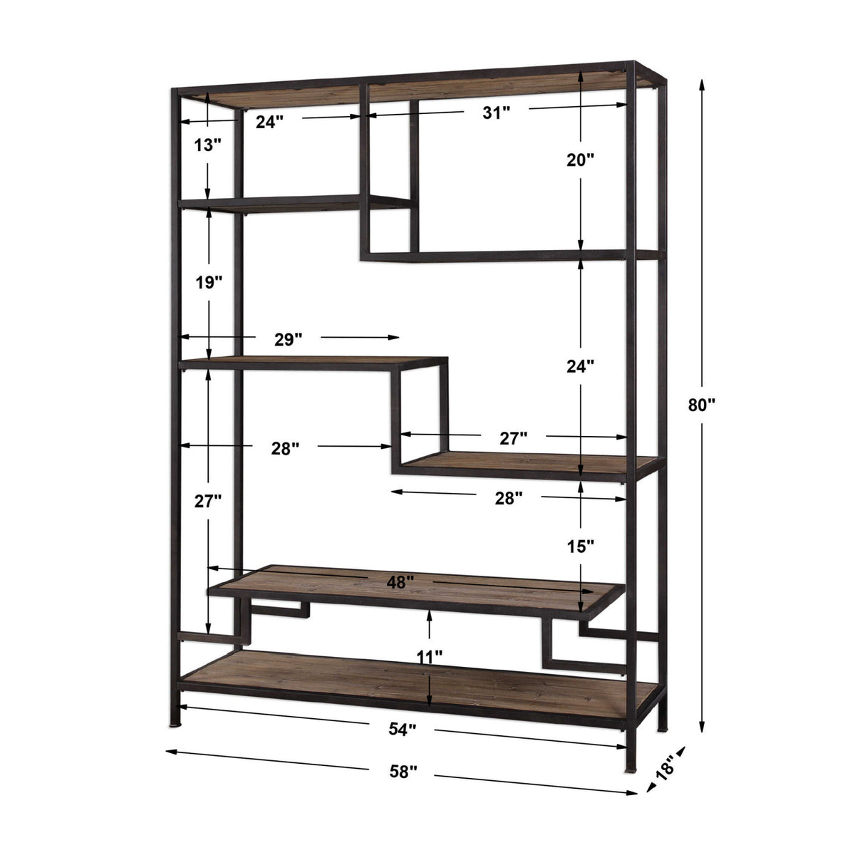 Modern European furniture - Pine Wood Staggered-Shelf Bookcase - www.oroa.com
