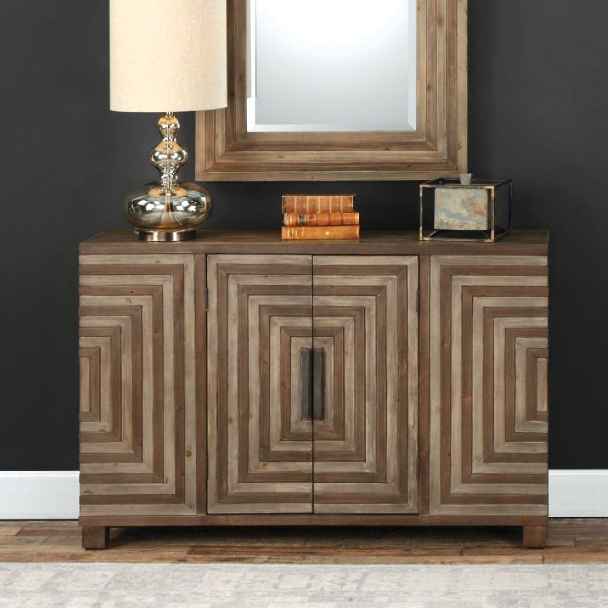 Fir Wood Parquet Console Cabinet by Uttermost Layton, alternate view 2