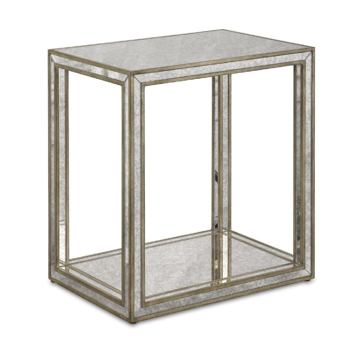 Modern European furniture - Mottled Antique Mirror End Table - www.oroa.com