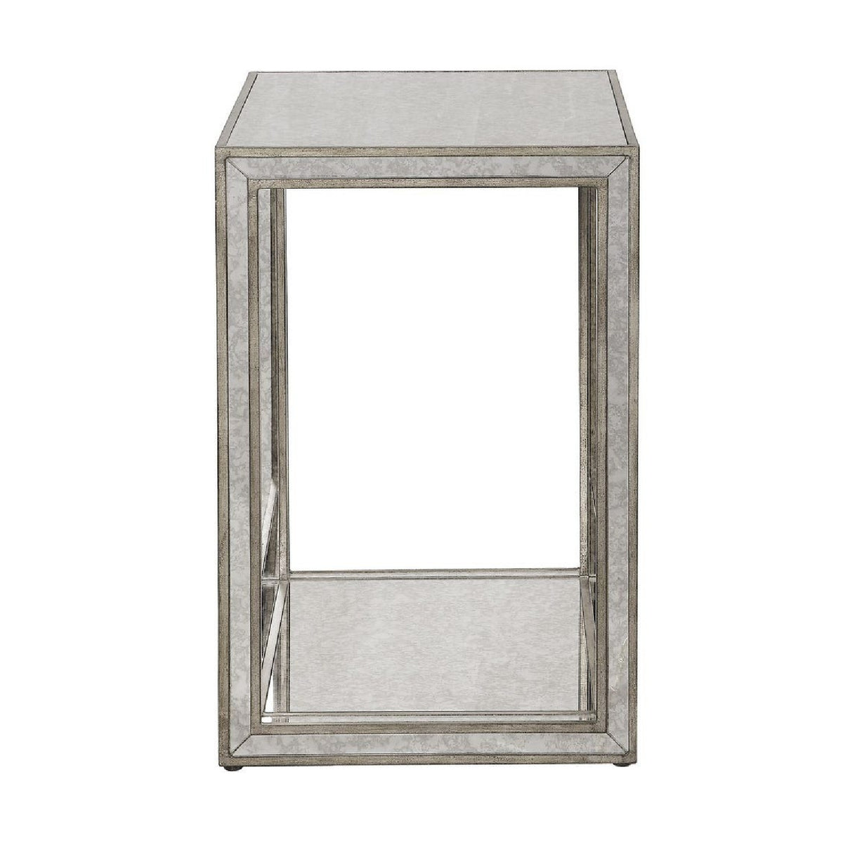 Modern European furniture - Mottled Antique Mirror End Table - www.oroa.com