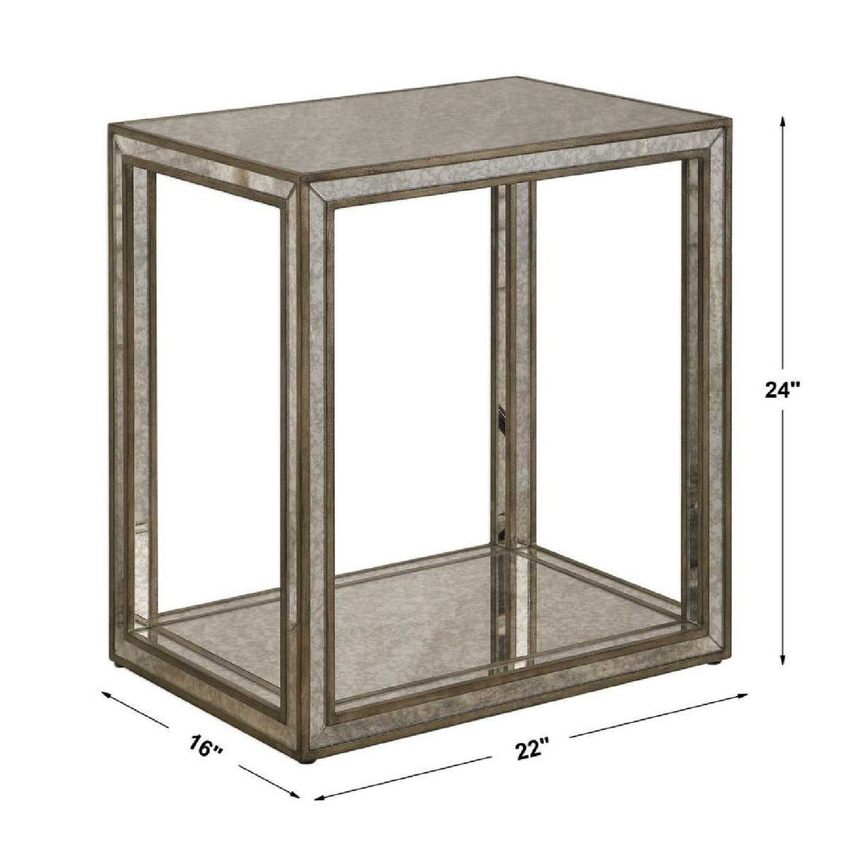 Modern European furniture - Mottled Antique Mirror End Table - www.oroa.com