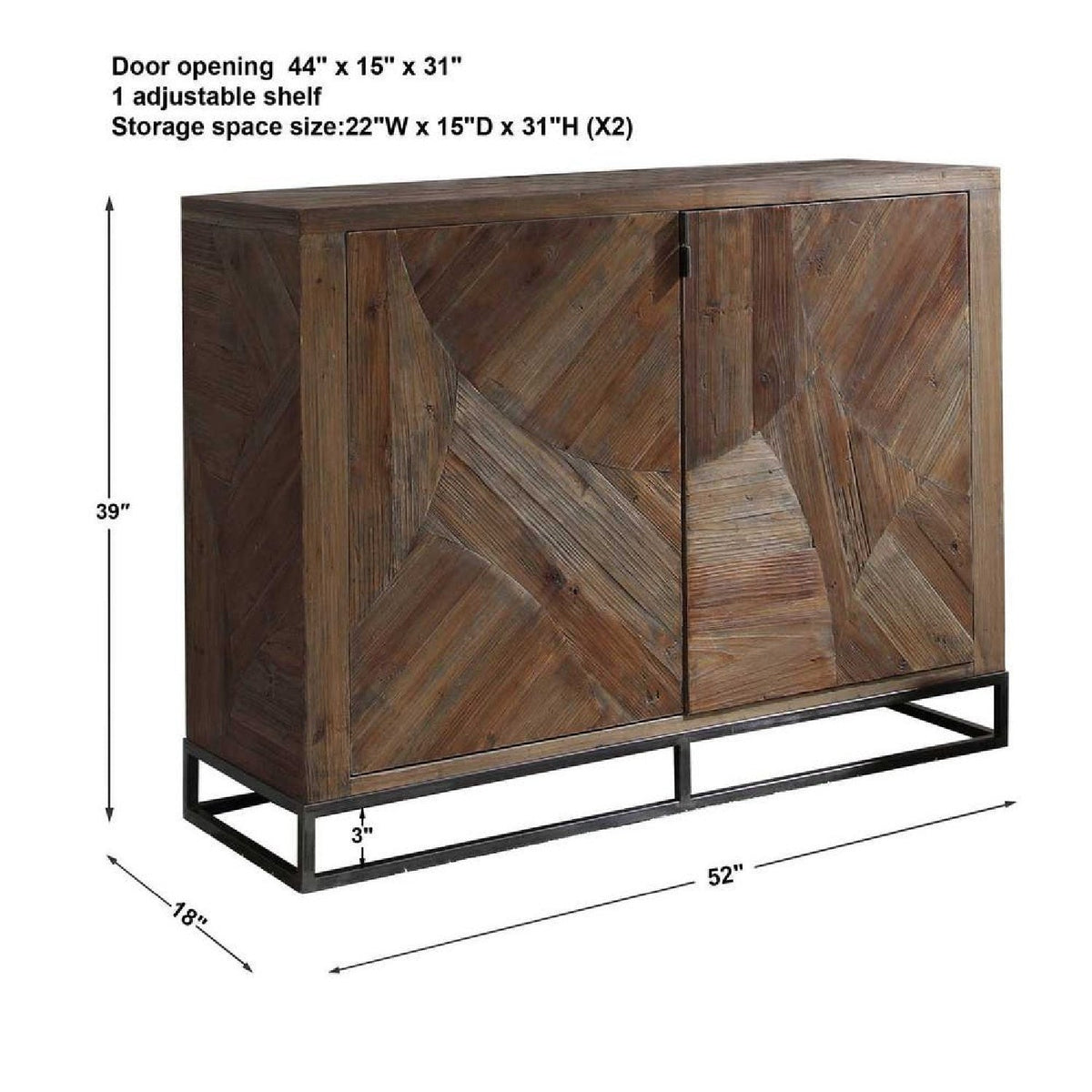 2-Door Marquetry Wooden Cabinet by Uttermost Evros, alternate view 5