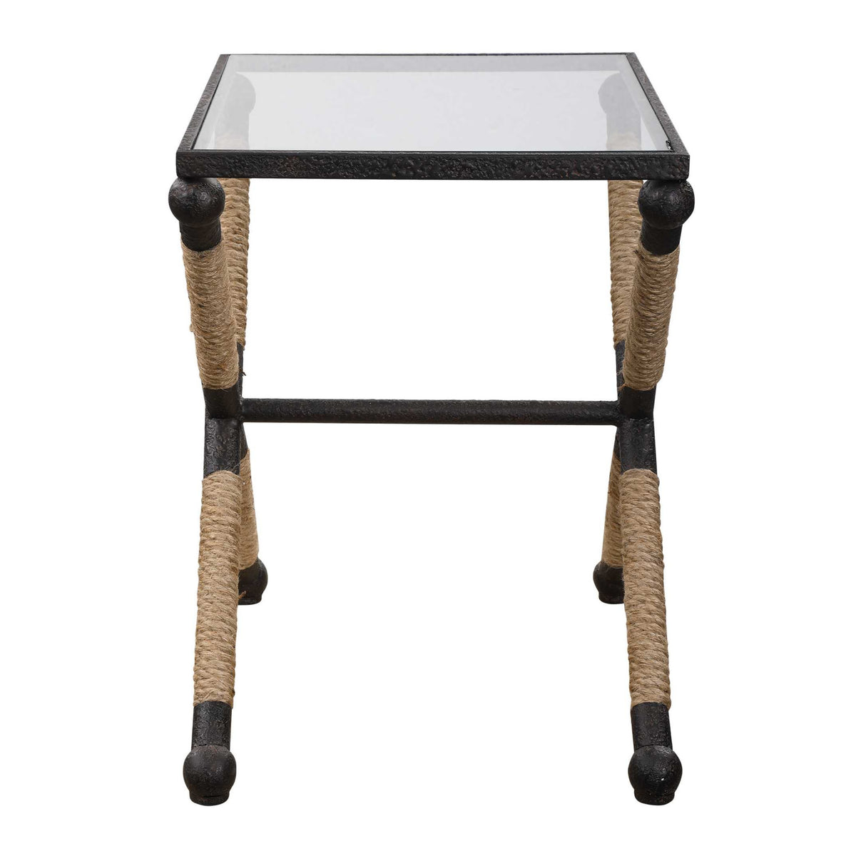 Modern European furniture - Iron Framed Glass Accent Table - www.oroa.com