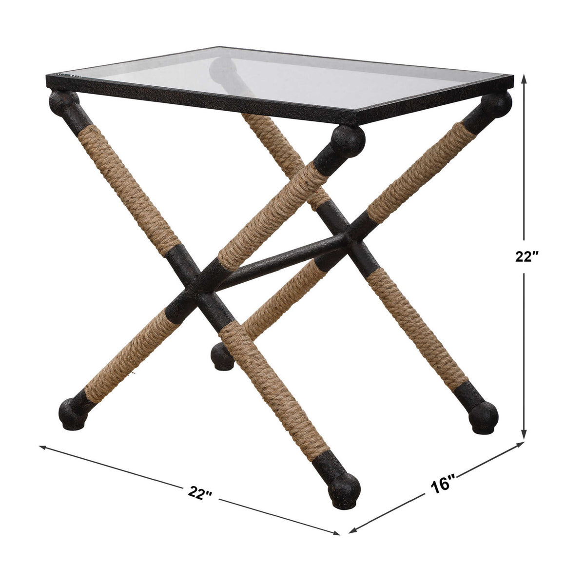 Modern European furniture - Iron Framed Glass Accent Table - www.oroa.com