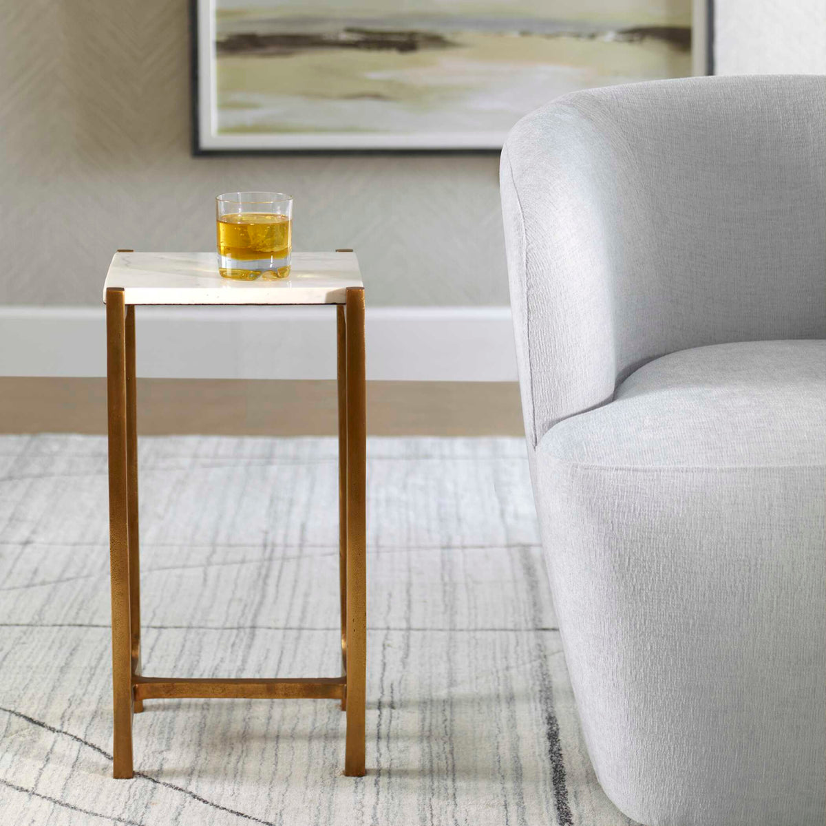 Modern European furniture - Antique Gold Framed Accent Table Table - www.oroa.com