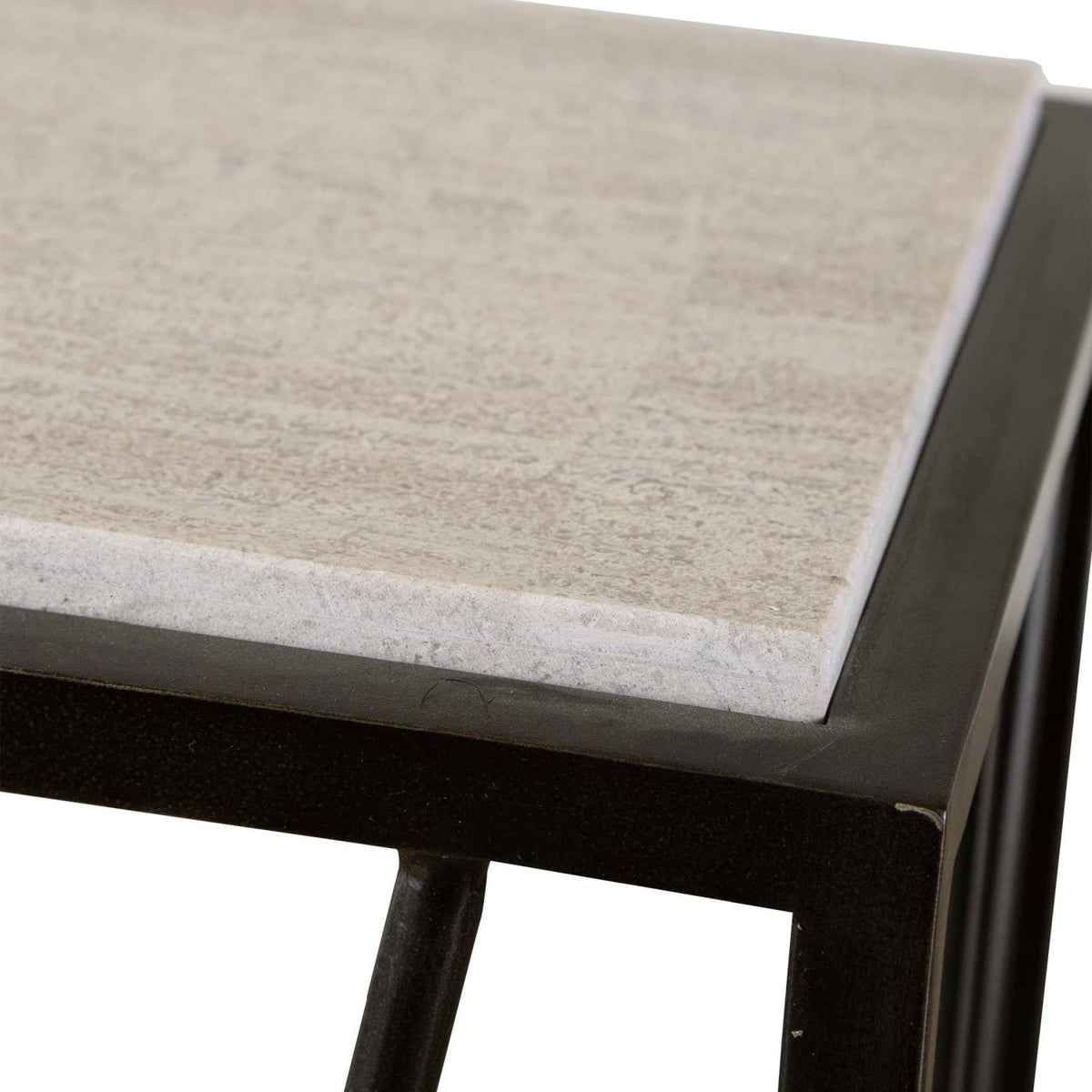 Iron Framed Travertine Console Table by Uttermost Reed, alternate view 5