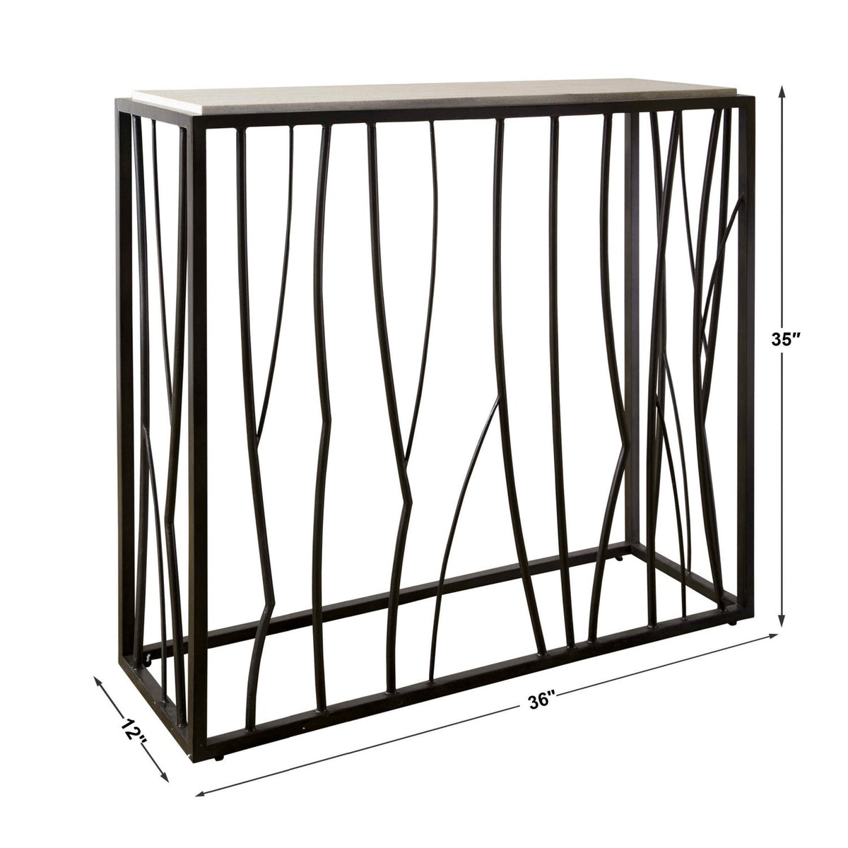 Iron Framed Travertine Console Table by Uttermost Reed, alternate view 7