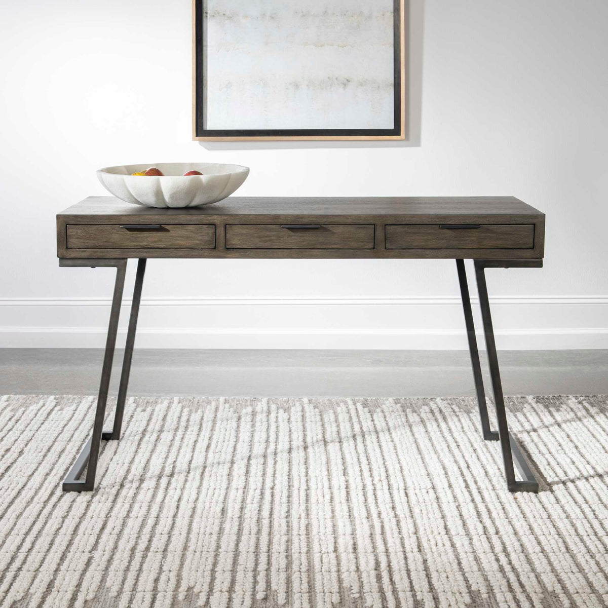 Modern European furniture - Mango Wood 3-Drawer Desk - www.oroa.com