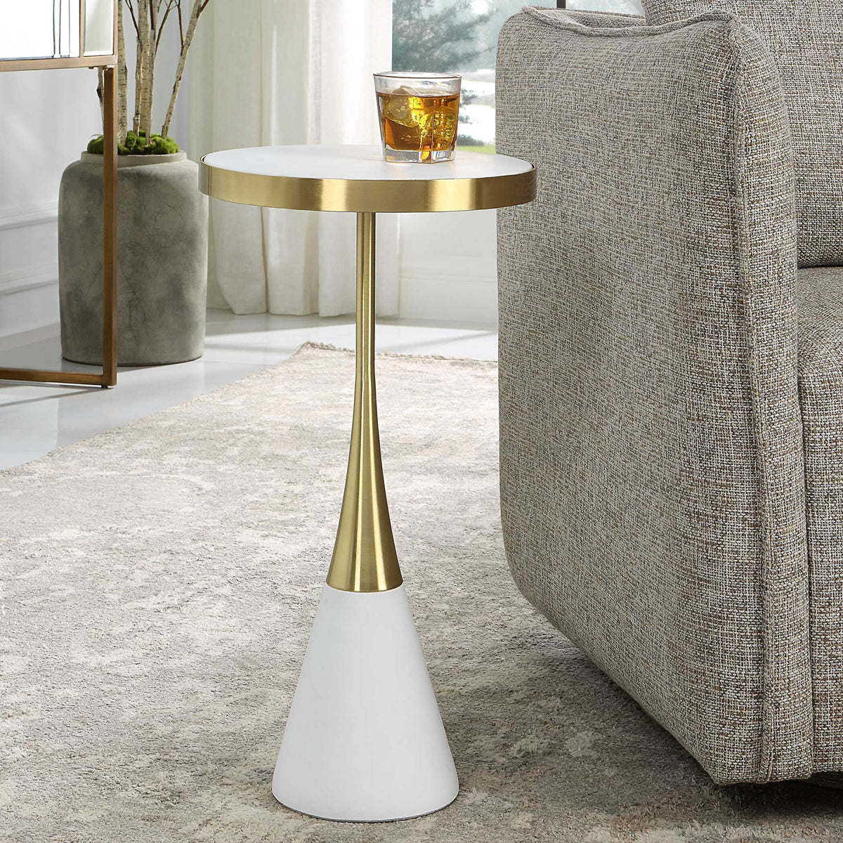 Modern European furniture - Brushed Brass Framed Accent Table - www.oroa.com
